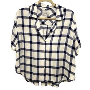 Rails Women's Button Up Top‎ Blue White Gingham Boxy Relaxed Fit SIZE Medium